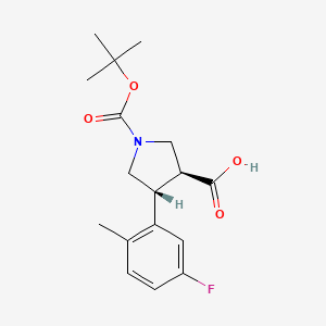 molecular formula C17H22FNO4 B8060527 (3S,4R)-1-(tert-Butoxycarbonyl)-4-(5-fluoro-2-methylphenyl)pyrrolidine-3-carboxylic acid 
