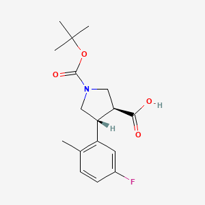 molecular formula C17H22FNO4 B8060527 trans-1-(Tert-butoxycarbonyl)-4-(5-fluoro-2-methylphenyl)pyrrolidine-3-carboxylic acid 