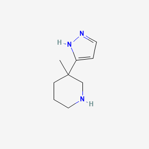 molecular formula C9H15N3 B8060551 3-methyl-3-(1H-pyrazol-3-yl)piperidine 