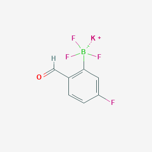 molecular formula C7H4BF4KO B8060555 Potassium trifluoro(5-fluoro-2-formylphenyl)boranuide 