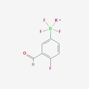 molecular formula C7H4BF4KO B8060574 Potassium trifluoro(4-fluoro-3-formylphenyl)boranuide 