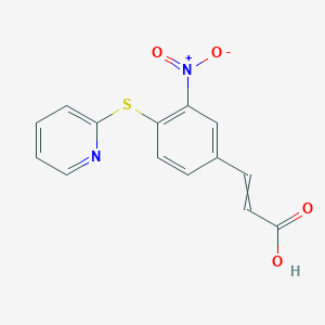 molecular formula C14H10N2O4S B8060908 (E)-3-(3-nitro-4-pyridin-2-ylsulfanylphenyl)prop-2-enoic acid 