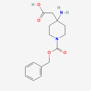 molecular formula C15H20N2O4 B8060956 {4-Amino-1-[(benzyloxy)carbonyl]piperidin-4-yl}acetic acid 