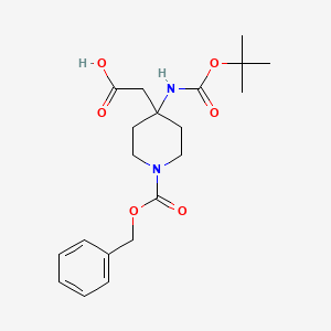 molecular formula C20H28N2O6 B8060962 2-(1-((Benzyloxy)carbonyl)-4-((tert-butoxycarbonyl)amino)piperidin-4-yl)acetic acid 