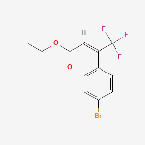 molecular formula C12H10BrF3O2 B8061024 Ethyl3-(4-bromophenyl)-4,4,4-trifluorobut-2-enoate 