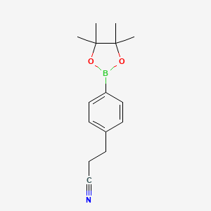 molecular formula C15H20BNO2 B8061054 3-(4-(4,4,5,5-Tetramethyl-1,3,2-dioxaborolan-2-YL)phenyl)propanenitrile 