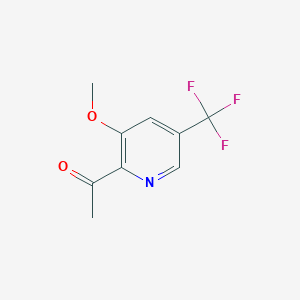 molecular formula C9H8F3NO2 B8061060 1-(3-Methoxy-5-(trifluoromethyl)pyridin-2-yl)ethanone 