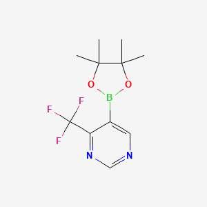 molecular formula C11H14BF3N2O2 B8061111 5-(4,4,5,5-Tetramethyl-1,3,2-dioxaborolan-2-yl)-4-(trifluoromethyl)pyrimidine 