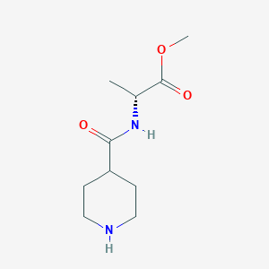 molecular formula C10H18N2O3 B8061194 Methyl (2R)-2-[(piperidin-4-yl)formamido]propanoate 