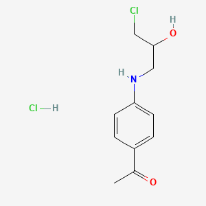 molecular formula C11H15Cl2NO2 B8061301 1-[4-[(3-Chloro-2-hydroxypropyl)amino]phenyl]ethanone;hydrochloride 