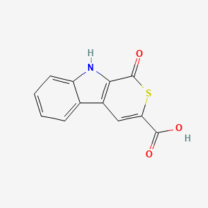 molecular formula C12H7NO3S B8061352 1-oxo-9H-thiopyrano[3,4-b]indole-3-carboxylic acid 