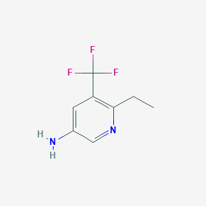 molecular formula C8H9F3N2 B8061424 5-Amino-2-ethyl-3-(trifluoromethyl)pyridine 