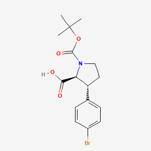 molecular formula C16H20BrNO4 B8061524 rac-(2R,3S)-3-(4-bromophenyl)-1-[(tert-butoxy)carbonyl]pyrrolidine-2-carboxylic acid 