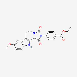 molecular formula C24H23N3O5 B8061653 ethyl 4-(8-methoxy-11b-methyl-1,3-dioxo-5,6,11,11b-tetrahydro-1H-imidazo[1',5':1,2]pyrido[3,4-b]indol-2(3H)-yl)benzoate 