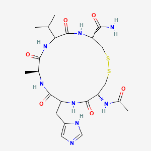 molecular formula C22H34N8O6S2 B8061679 Ac-Cys(1)-DL-His-Ala-DL-Val-Cys(1)-NH2 
