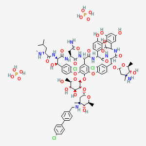(1S,2R,18R,19R,22S,25R,28R)-2-[(2R,4S,5R,6S)-4-amino-5-hydroxy-4,6-dimethyloxan-2-yl]oxy-22-(2-amino-2-oxoethyl)-5,15-dichloro-48-[(2S,3R,4S,5S,6R)-3-[(2S,4S,5R,6S)-4-[[4-(4-chlorophenyl)phenyl]methylamino]-5-hydroxy-4,6-dimethyloxan-2-yl]oxy-4,5-dihydroxy-6-(hydroxymethyl)oxan-2-yl]oxy-18,32,35,37-tetrahydroxy-19-[[(2R)-4-methyl-2-(methylamino)pentanoyl]amino]-20,23,26,42,44-pentaoxo-7,13-dioxa-21,24,27,41,43-pentazaoctacyclo[26.14.2.23,6.214,17.18,12.129,33.010,25.034,39]pentaconta-3,5,8,10,12(48),14,16,29(45),30,32,34(39),35,37,46,49-pentadecaene-40-carboxylic acid;phosphoric acid