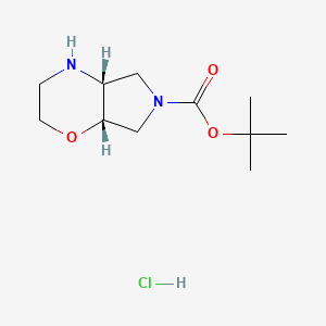 molecular formula C11H21ClN2O3 B8061746 tert-Butyl (4aR,7aS)-hexahydropyrrolo[3,4-b][1,4]oxazine-6(2H)-carboxylate hydrochloride 