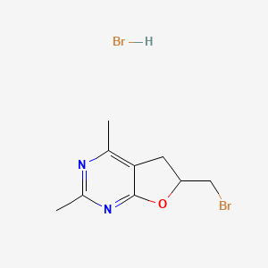 molecular formula C9H12Br2N2O B8061753 6-(Bromomethyl)-2,4-dimethyl-5,6-dihydrofuro[2,3-d]pyrimidine hydrobromide CAS No. 78304-55-9