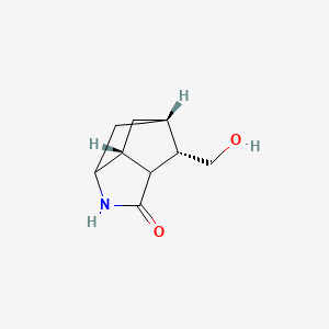 molecular formula C9H13NO2 B8061772 (3S,3AR,5S,6aS,7S)-7-(Hydroxymethyl)hexahydro-3,5-methanocyclopenta[b]pyrrol-2(1H)-one 