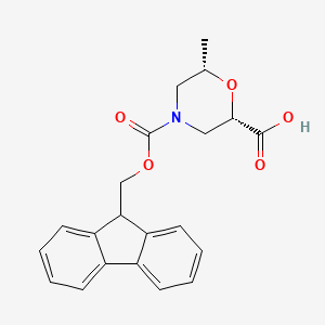 molecular formula C21H21NO5 B8061821 (2S,6S)-4-(((9H-fluoren-9-yl)methoxy)carbonyl)-6-methylmorpholine-2-carboxylic acid 