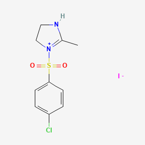 molecular formula C10H12ClIN2O2S B8061850 1-[(4-chlorophenyl)sulfonyl]-2-methyl-4,5-dihydro-1H-imidazol-3-ium iodide 