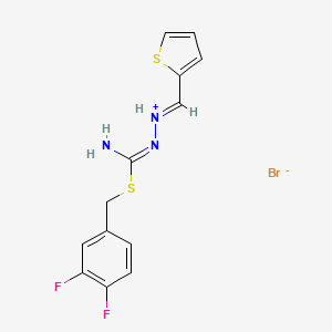 (E)-[(E)-[amino-[(3,4-difluorophenyl)methylsulfanyl]methylidene]amino]-(thiophen-2-ylmethylidene)azanium;bromide