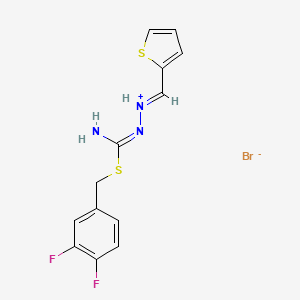 molecular formula C13H12BrF2N3S2 B8061874 (E)-[(E)-[amino-[(3,4-difluorophenyl)methylsulfanyl]methylidene]amino]-(thiophen-2-ylmethylidene)azanium;bromide 