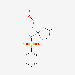 molecular formula C13H20N2O3S B8061903 N-[3-(2-methoxyethyl)pyrrolidin-3-yl]benzenesulfonamide 