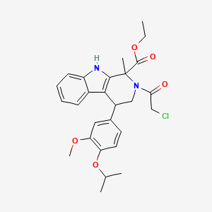 molecular formula C27H31ClN2O5 B8061943 ethyl 2-(2-chloroacetyl)-4-(3-methoxy-4-propan-2-yloxyphenyl)-1-methyl-4,9-dihydro-3H-pyrido[3,4-b]indole-1-carboxylate 