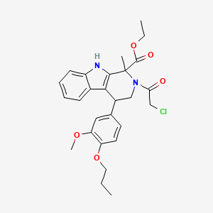 molecular formula C27H31ClN2O5 B8061945 ethyl 2-(2-chloroacetyl)-4-(3-methoxy-4-propoxyphenyl)-1-methyl-4,9-dihydro-3H-pyrido[3,4-b]indole-1-carboxylate 