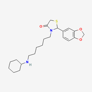 molecular formula C22H32N2O3S B8062055 2-(1,3-Benzodioxol-5-yl)-3-[6-(cyclohexylamino)hexyl]-1,3-thiazolidin-4-one 