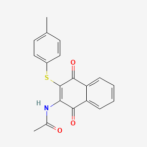 molecular formula C19H15NO3S B8062062 N-[3-(4-methylphenyl)sulfanyl-1,4-dioxonaphthalen-2-yl]acetamide 