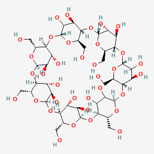 molecular formula C42H70O35 B8062077 (1S,3R,5R,6S,8R,10R,11S,13R,15R,16S,18R,20R,21S,23R,25R,26S,28R,30R,31S,33R,35R,36R,37R,38R,40R,41R,42R,43R,44R,45R,48R)-5,10,15,20,25,30,35-heptakis(hydroxymethyl)-2,4,7,9,12,14,17,19,22,24,27,29,32,34-tetradecaoxaoctacyclo[31.2.2.23,6.28,11.213,16.218,21.223,26.228,31]nonatetracontane-36,37,38,39,40,41,42,43,44,45,46,47,48,49-tetradecol 