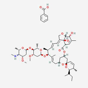 benzoic acid;(1'R,2R,3S,4'S,6S,8'R,10'E,12'S,13'S,14'E,16'E,20'R,21'R,24'S)-2-butan-2-yl-21',24'-dihydroxy-12'-[(2R,4S,5S,6S)-4-methoxy-5-[(2S,4S,5R,6S)-4-methoxy-6-methyl-5-(methylamino)oxan-2-yl]oxy-6-methyloxan-2-yl]oxy-3,11',13',22'-tetramethylspiro[2,3-dihydropyran-6,6'-3,7,19-trioxatetracyclo[15.6.1.14,8.020,24]pentacosa-10,14,16,22-tetraene]-2'-one