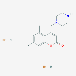molecular formula C16H22Br2N2O2 B8062237 5,7-Dimethyl-4-(piperazin-1-ylmethyl)-2h-chromen-2-one dihydrobromide 
