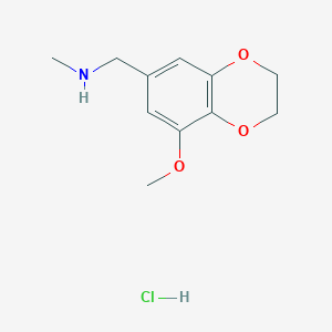 molecular formula C11H16ClNO3 B8062245 1-(5-methoxy-2,3-dihydro-1,4-benzodioxin-7-yl)-N-methylmethanamine;hydrochloride 