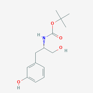 molecular formula C14H21NO4 B8062371 tert-butyl N-[(2S)-1-hydroxy-3-(3-hydroxyphenyl)propan-2-yl]carbamate 