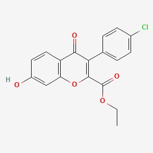 molecular formula C18H13ClO5 B8062558 Ethyl 3-(4-chlorophenyl)-7-hydroxy-4-oxochromene-2-carboxylate 