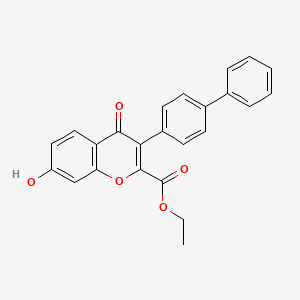 molecular formula C24H18O5 B8062560 Ethyl 7-hydroxy-4-oxo-3-(4-phenylphenyl)chromene-2-carboxylate 
