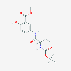 molecular formula C17H24N2O6 B8062578 Methyl 2-hydroxy-5-[2-[(2-methylpropan-2-yl)oxycarbonylamino]butanoylamino]benzoate 