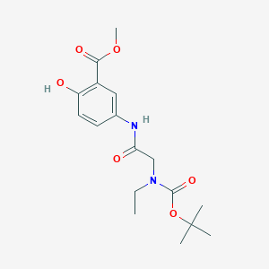 molecular formula C17H24N2O6 B8062582 Methyl 5-[[2-[ethyl-[(2-methylpropan-2-yl)oxycarbonyl]amino]acetyl]amino]-2-hydroxybenzoate 