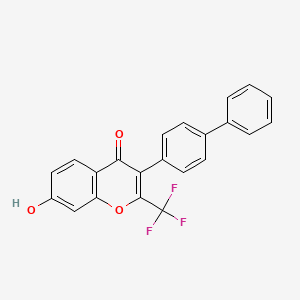 molecular formula C22H13F3O3 B8062602 7-Hydroxy-3-(4-phenylphenyl)-2-(trifluoromethyl)chromen-4-one 