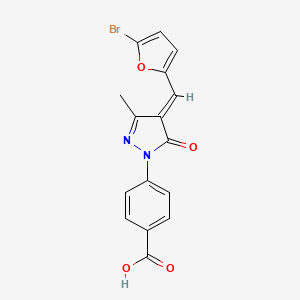 4-[(4E)-4-[(5-bromofuran-2-yl)methylidene]-3-methyl-5-oxopyrazol-1-yl]benzoic acid