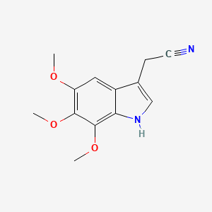 molecular formula C13H14N2O3 B8062761 2-(5,6,7-trimethoxy-1H-indol-3-yl)acetonitrile 