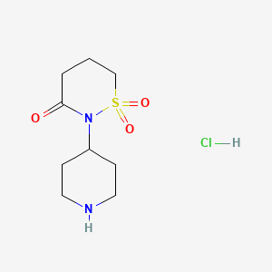 molecular formula C9H17ClN2O3S B8062859 1,1-Dioxo-2-piperidin-4-ylthiazinan-3-one;hydrochloride 
