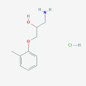 molecular formula C10H16ClNO2 B8062894 1-Amino-3-(2-methylphenoxy)propan-2-ol;hydrochloride 