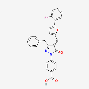 molecular formula C28H19FN2O4 B8062964 4-[3-Benzyl-4-[[5-(2-fluorophenyl)furan-2-yl]methylidene]-5-oxopyrazol-1-yl]benzoic acid 