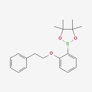 molecular formula C20H25BO3 B8063038 4,4,5,5-Tetramethyl-2-(2-phenethoxyphenyl)-1,3,2-dioxaborolane 