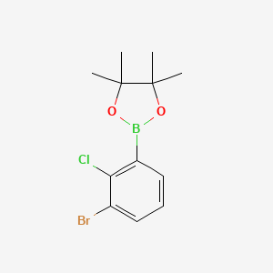 molecular formula C12H15BBrClO2 B8063048 2-(3-溴-2-氯苯基)-4,4,5,5-四甲基-1,3,2-二氧杂硼环丁烷 