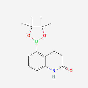 molecular formula C15H20BNO3 B8063076 5-(4,4,5,5-Tetramethyl-1,3,2-dioxaborolan-2-yl)-3,4-dihydroquinolin-2(1H)-one 
